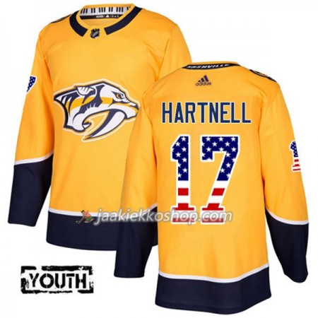 Lapsille NHL Nashville Predators Pelipaita Scott Hartnell 17 Adidas 2017-2018 Kulta USA Flag Fashion Authentic